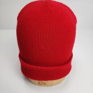 Pull-On Knit Red Acrylic Warm Winter Cap Fisherman Cuffed Beanie OSFM